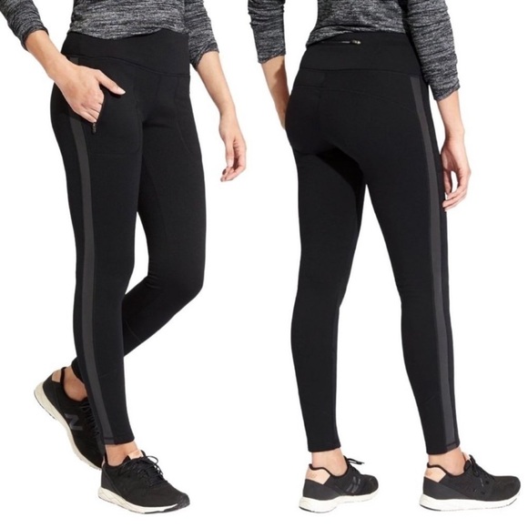 Athleta Street To Summit Tight Fleece Lined Reflective Legging Pants Black - Picture 2 of 10